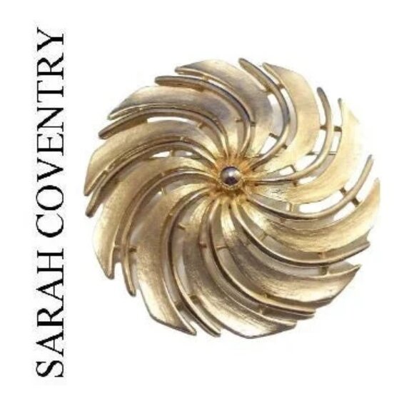 Sarah Coventry Windmill Slotted Round Bead Pin Brooch Gold Tone - Picture 4 of 5